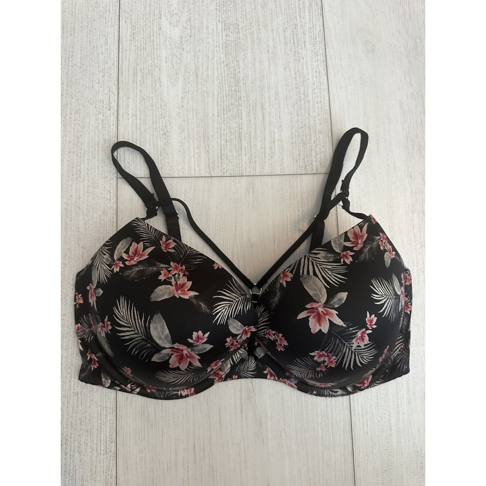 Victoria's Secret‎ Very Sexy Push-up Bra Sz 34DD Black Floral EUC
